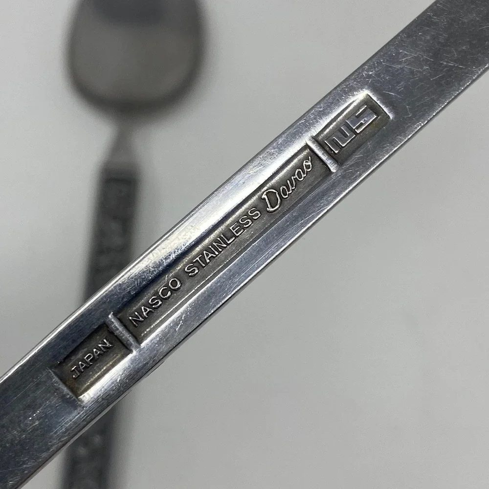Vtg Nasco Stainless Davao flatware Rose Floral Stainless Steel Japan